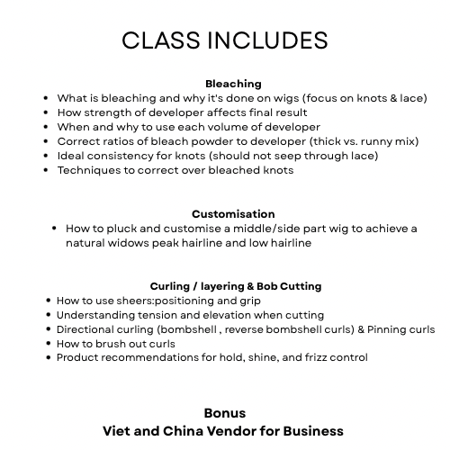 1:1 CUSTOMISATION , LAYERING AND CURLING CLASS